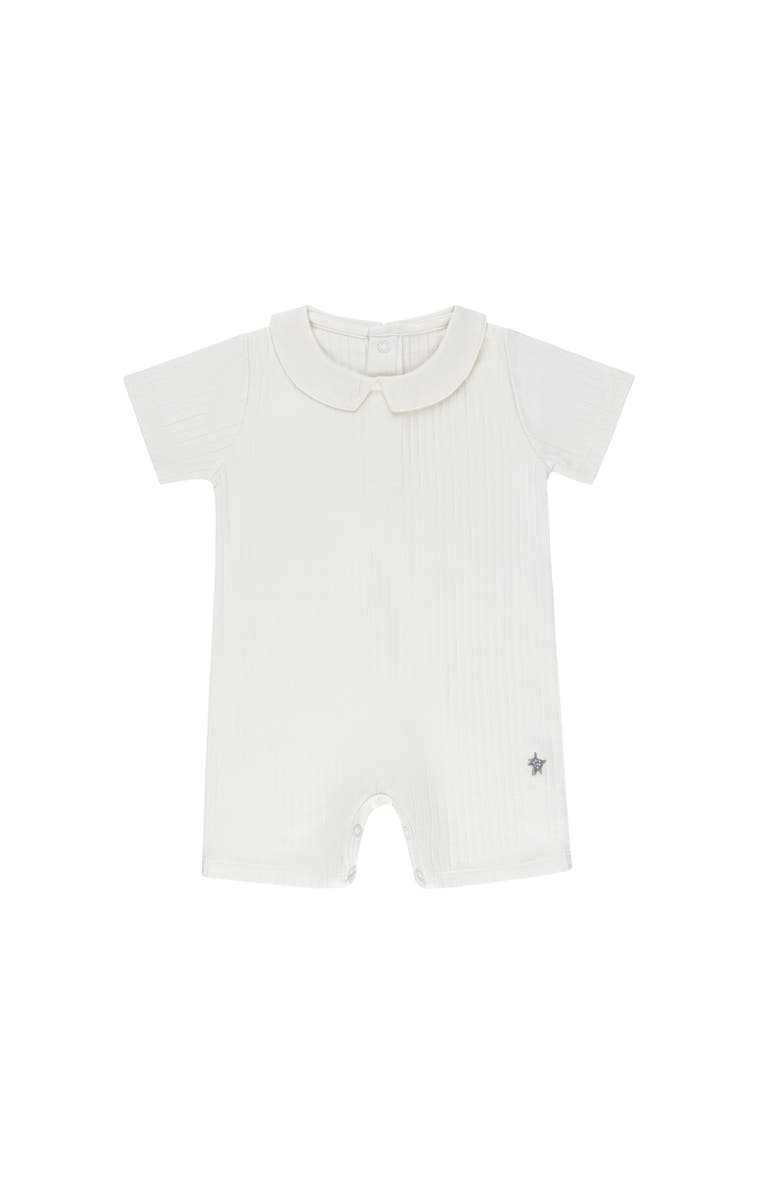 Ely's & Co. Wide Rib Cotton - Rosebud Collection- Boy Romper, Main, color, Blue/Ivory