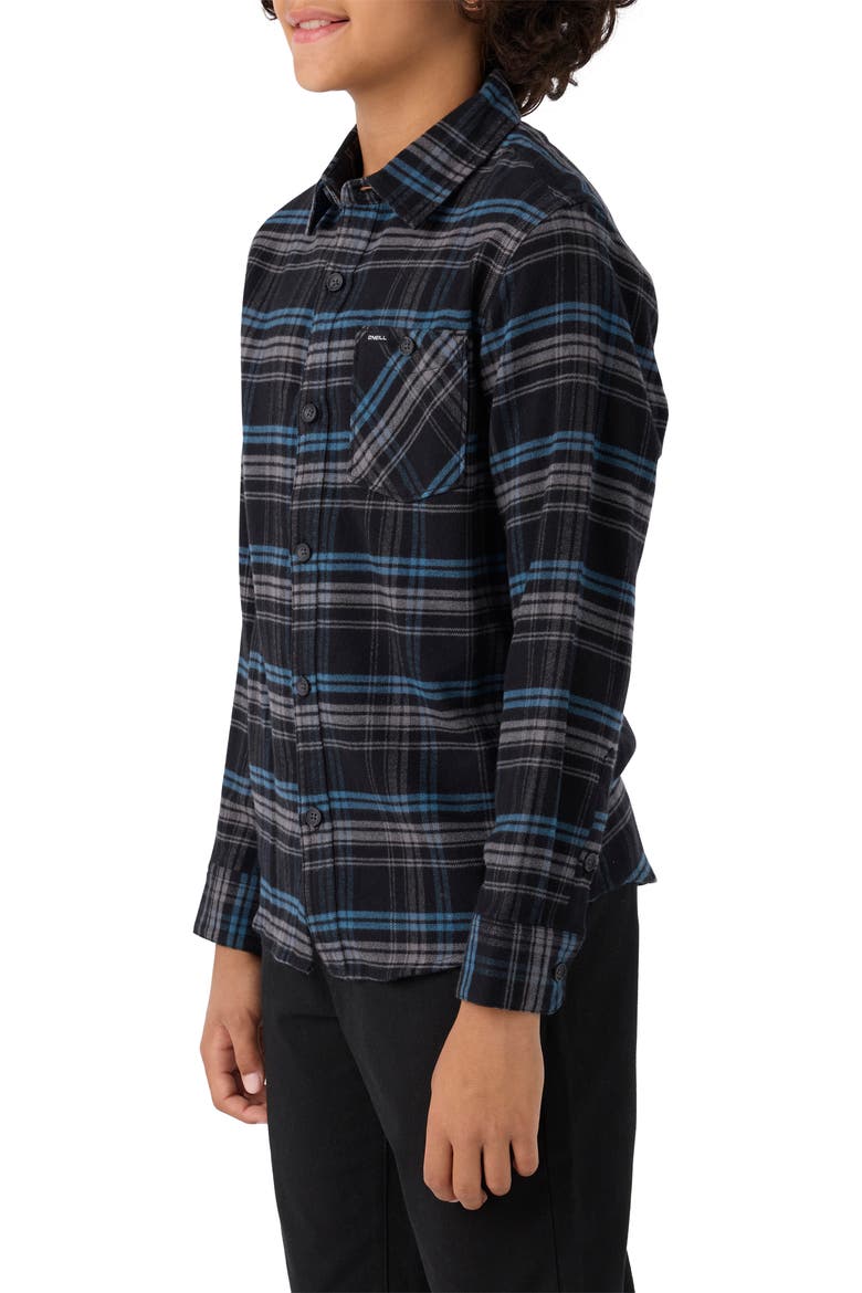 Kids' Redmond Plaid Flannel Button-Up Shirt, Alternate, color, BLACK