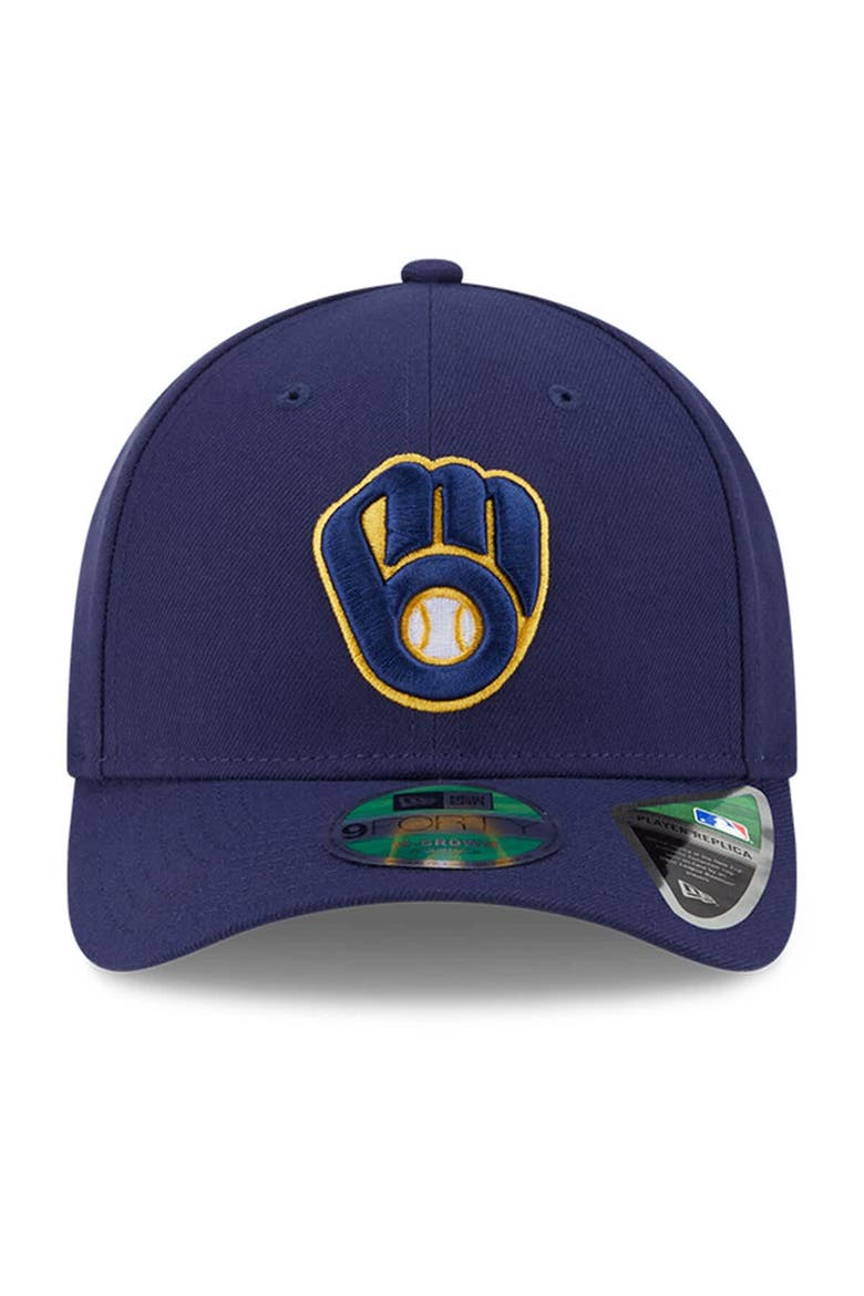 Men's New Era  Navy Milwaukee Brewers Player Replica 9FORTY Adjustable Hat, Alternate, color, Navy