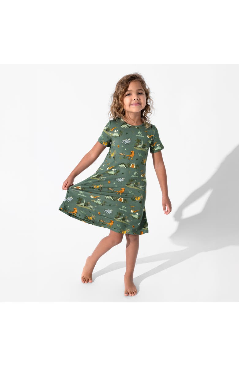 Bellabu Bear Kids' Jurassic Park Safari Short Sleeve Dress, Alternate, color, Jurassic Park: Safari