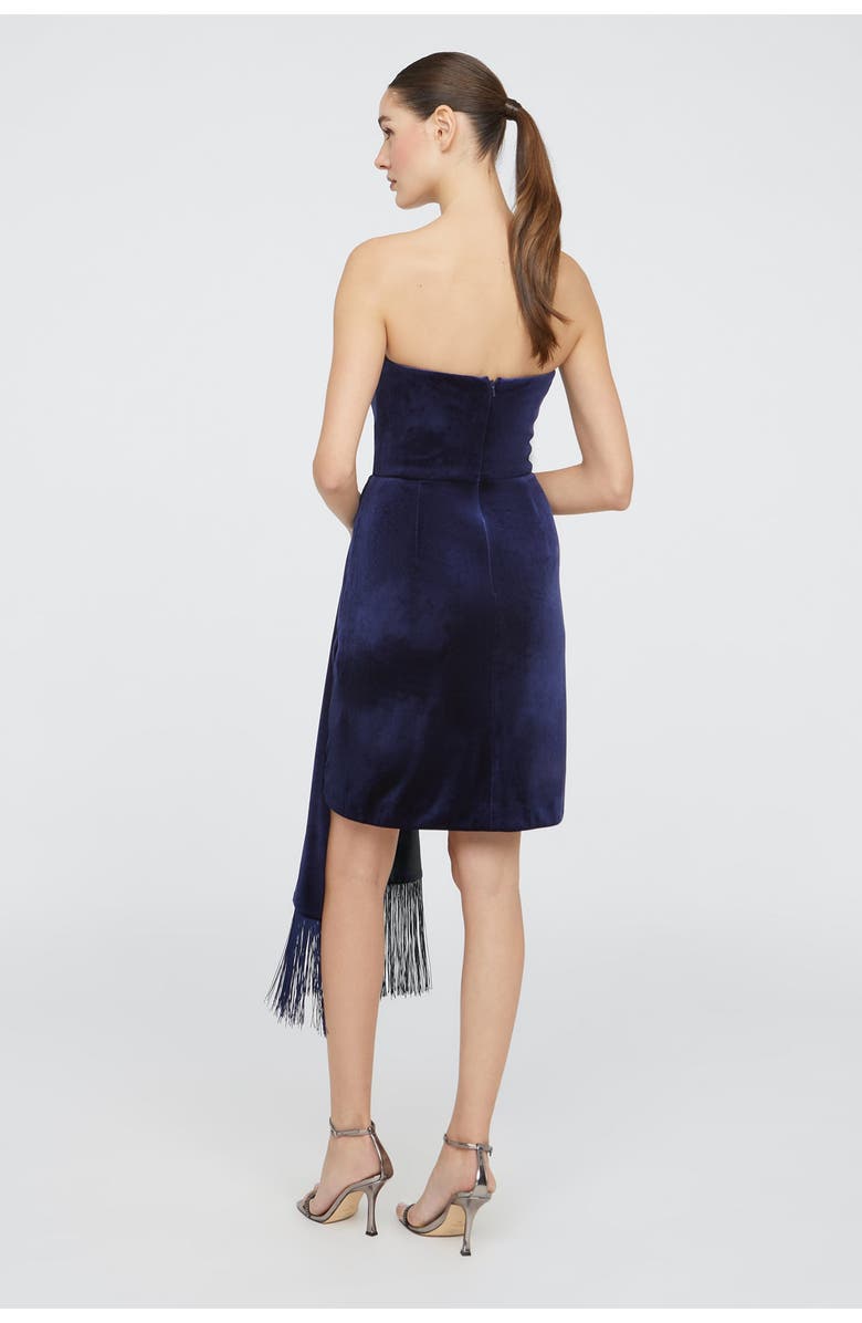 Theia Ursula Strapless Velvet Dress, Alternate, color, French Navy