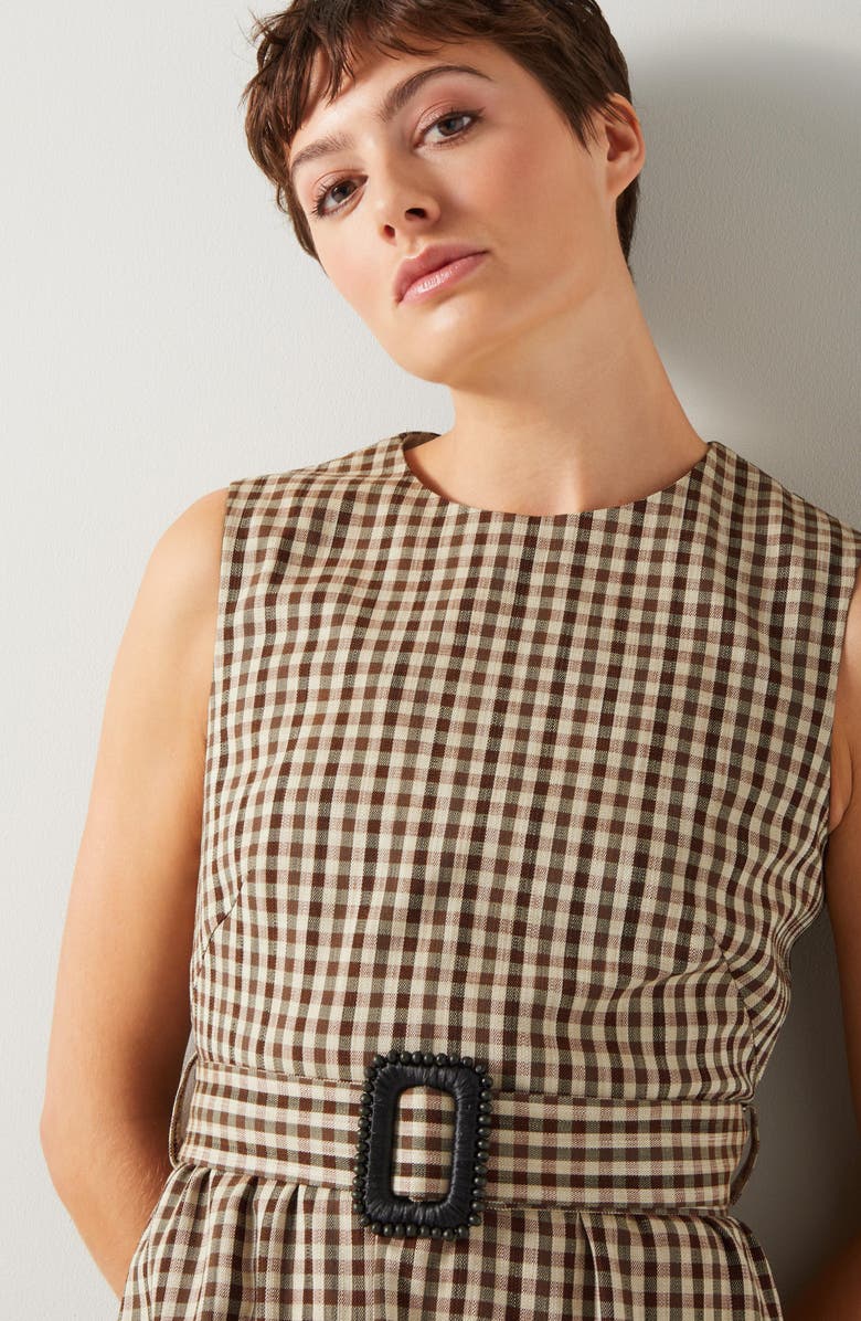 LK Bennett Rae Check Sleeveless Midi Dress, Alternate, color, 