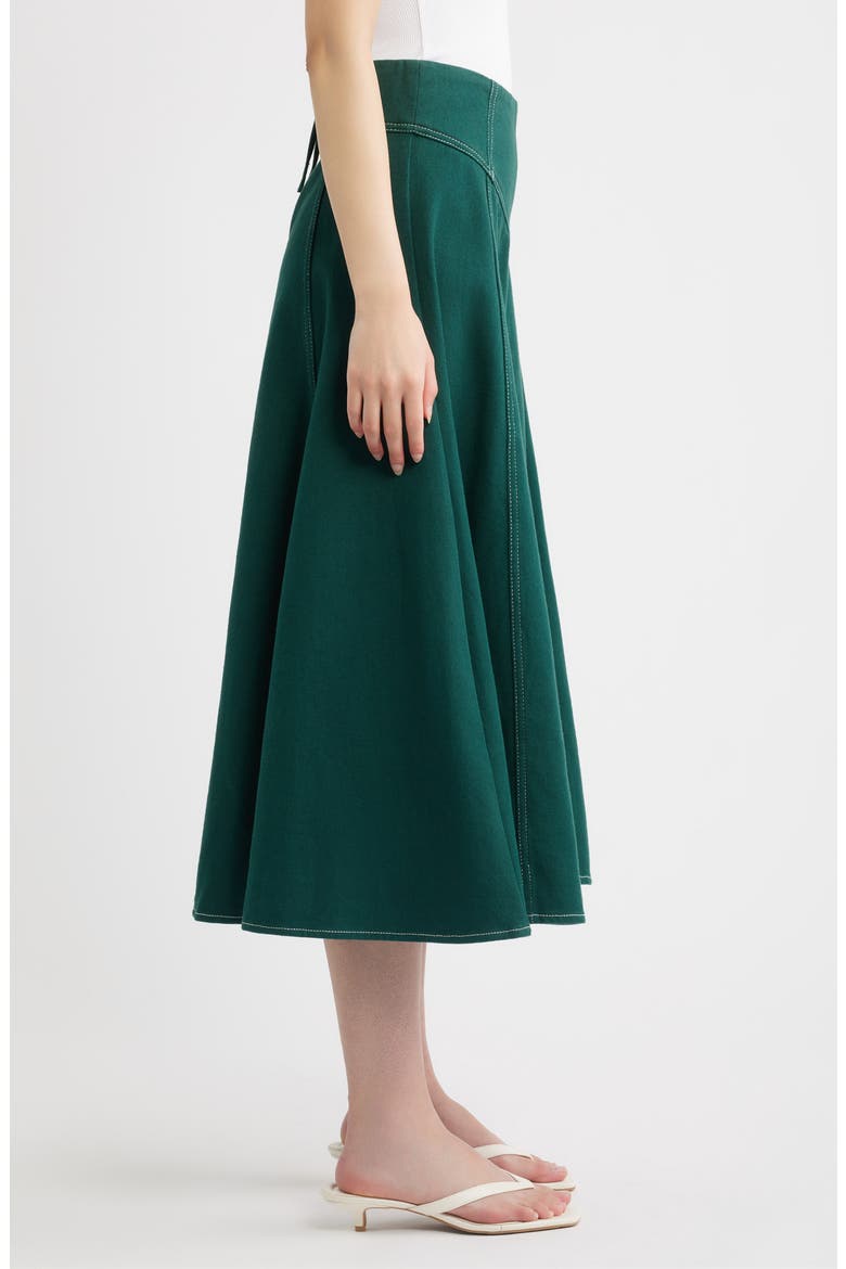 Diana Cotton Twill Midi Skirt, Alternate, color, JUNE BUG