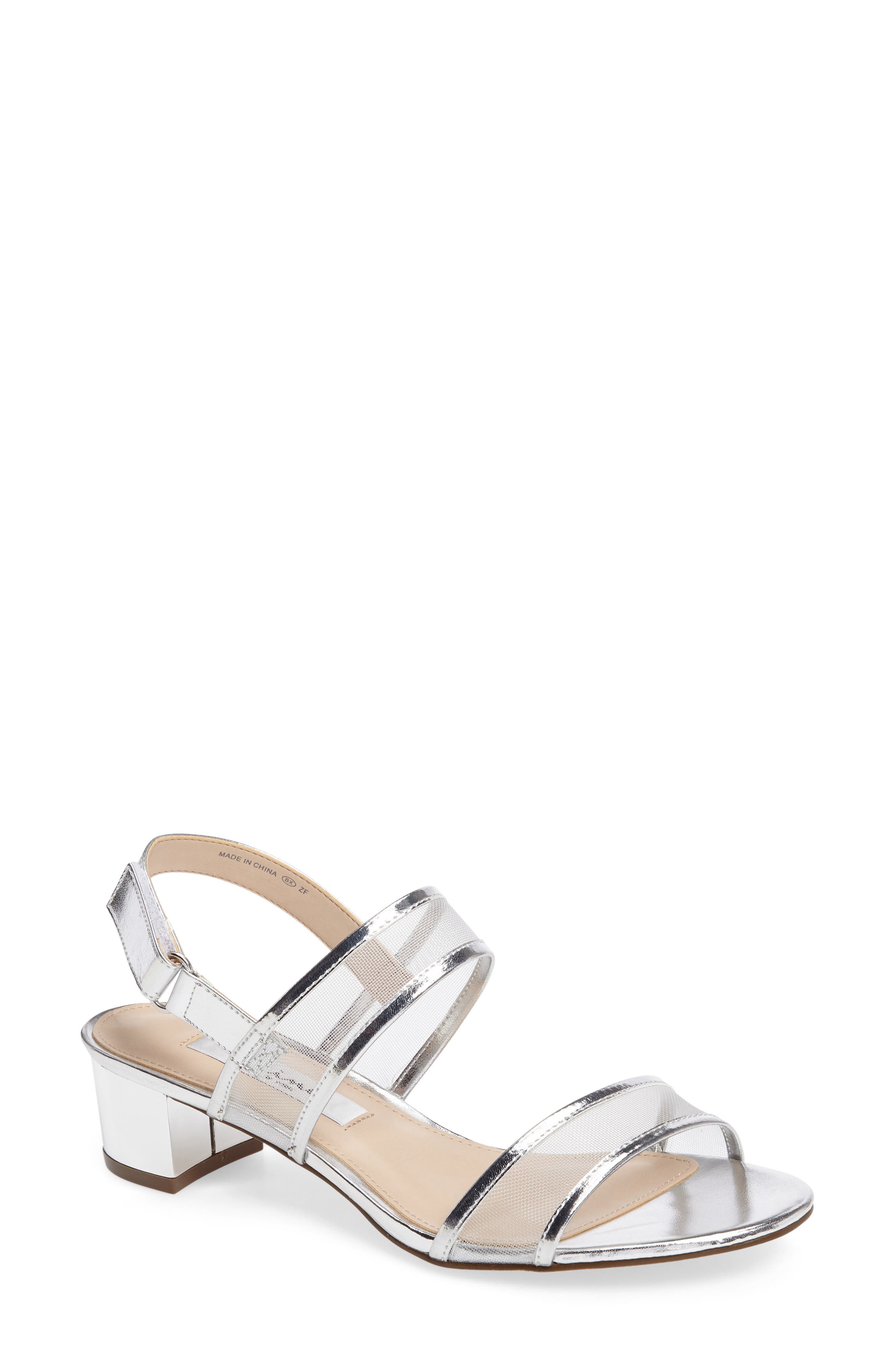 Ganice Mesh Strap Sandal, Main, color, SILVER FAUX LEATHER