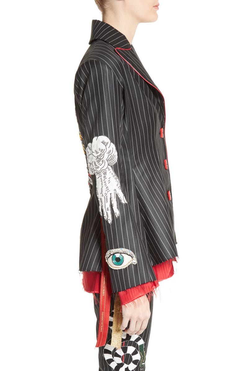 DILARA FINDIKOGLU Embellished Pinstripe Suit Jacket, Alternate, color,