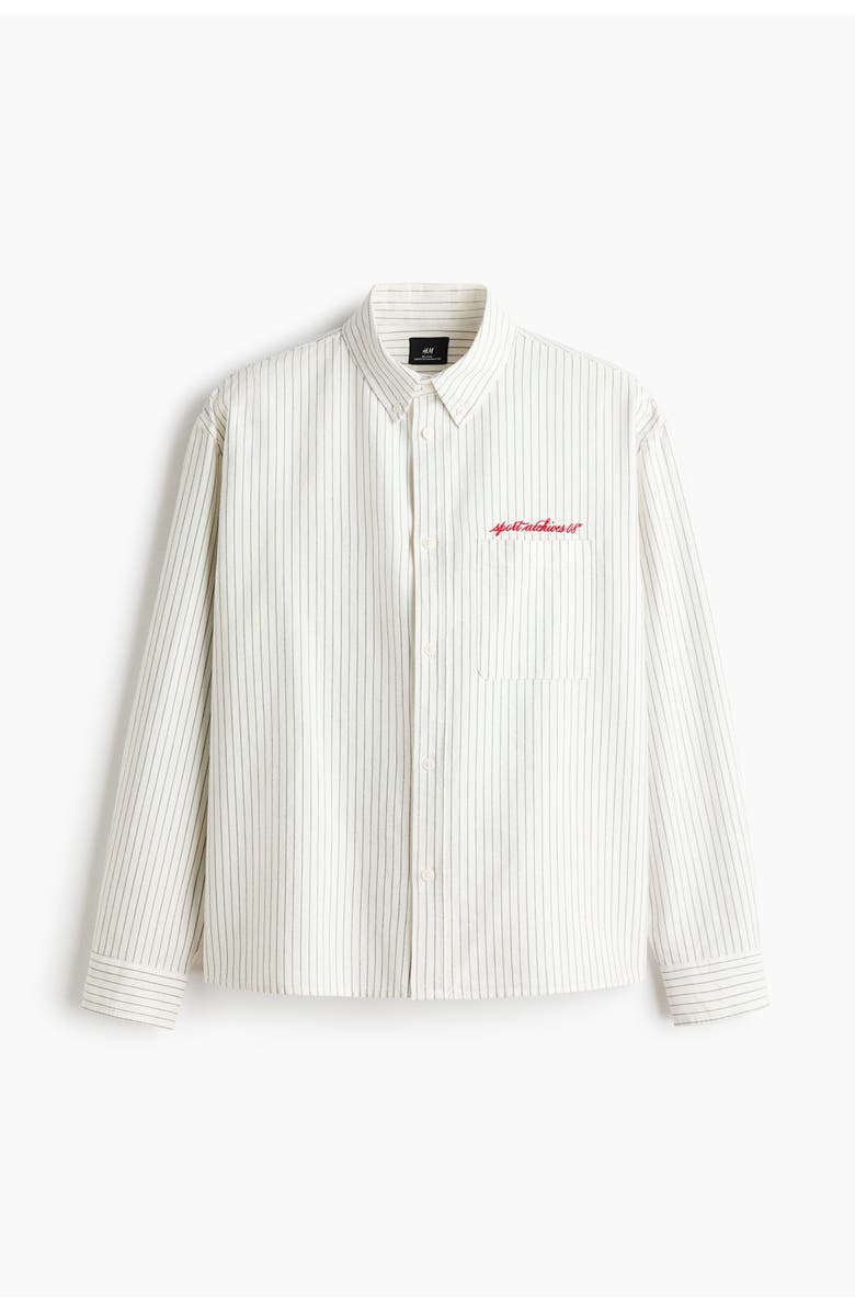 H&M Loose Fit Oxford Shirt, Main, color, White/Striped