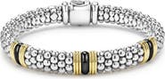 LAGOS Two-Tone Black Ceramic Station Bracelet