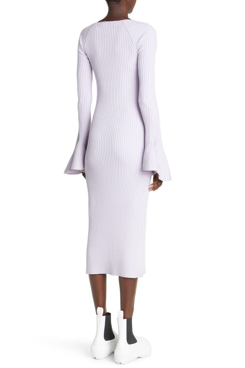 Fluted Long Sleeve Rib Sweater Dress, Alternate, color, LAVENDER