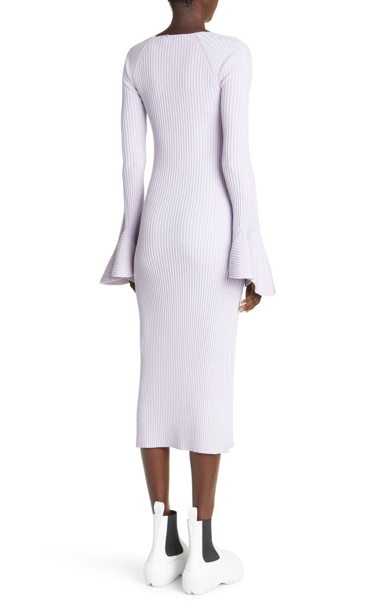 Proenza Schouler Fluted Long Sleeve Rib Sweater Dress, Alternate, color, 