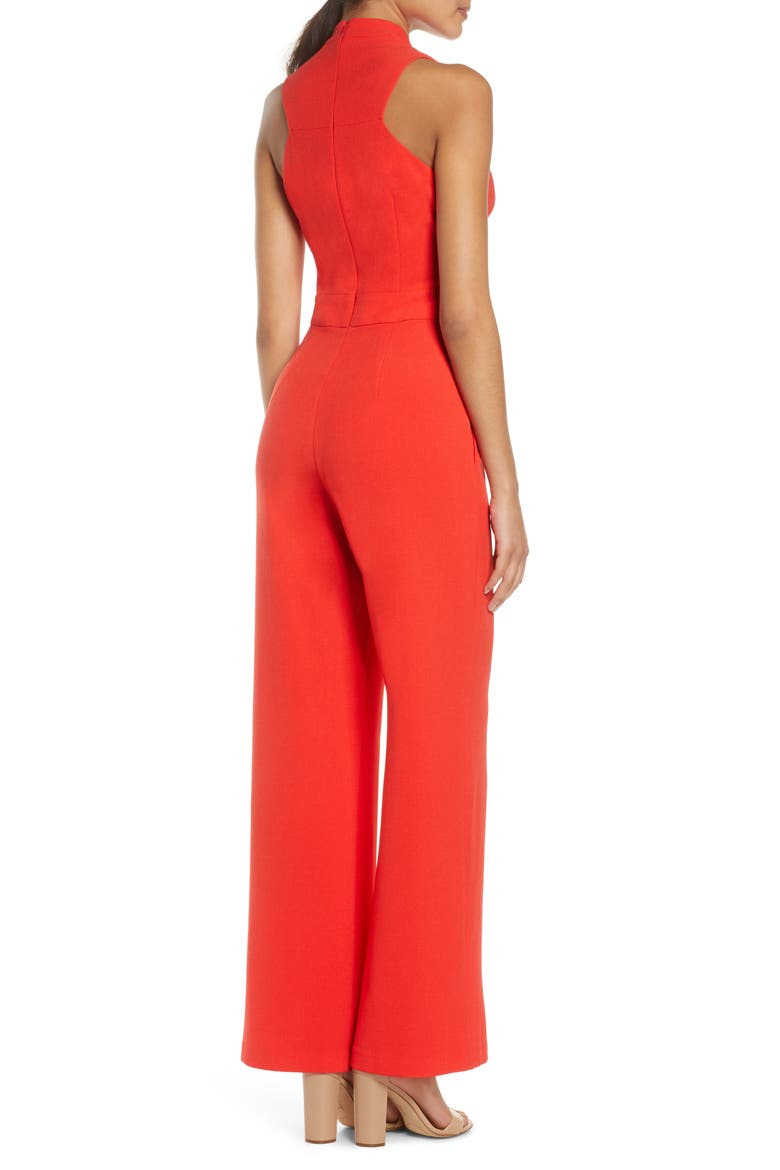 U-Neck Sleeveless Kors Crepe Jumpsuit, Alternate, color, RED