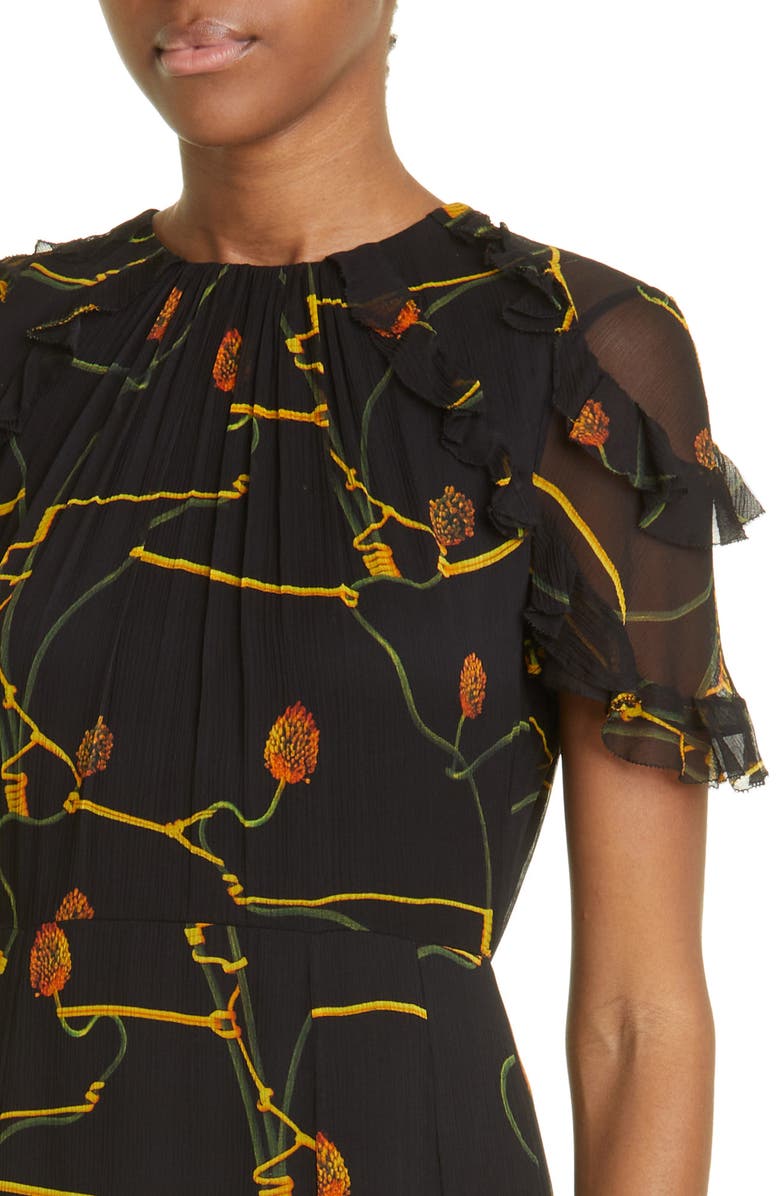 Jason Wu Collection Floral Crinkle Silk Chiffon Dress, Alternate, color,