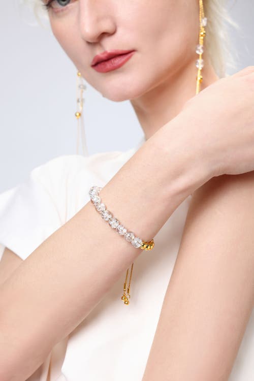 Classicharms Frostlily Azeztulite Crystal And Bead Bolo Bracelet In Gold