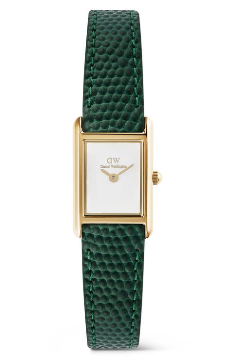 Bound Mini Tank Leather Strap Watch, 17mm x 26mm