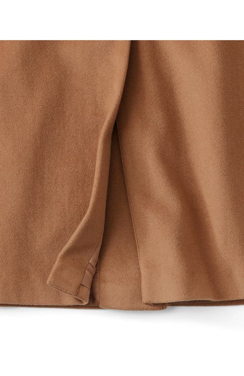 Lands' End Plus Size Wool Wrap Long Coat In Brown