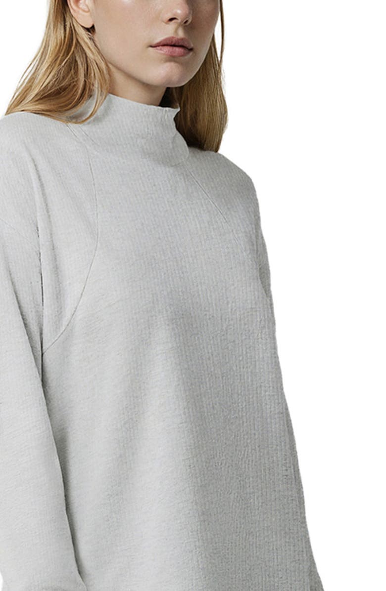 Three Dots Brushed Ribbed Pullover Sweatshirt, Alternate, color, Heather Grey