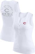WEAR by Erin Andrews Women's WEAR by Erin Andrews White Cincinnati Reds Rib-Knit Henley Tank Top