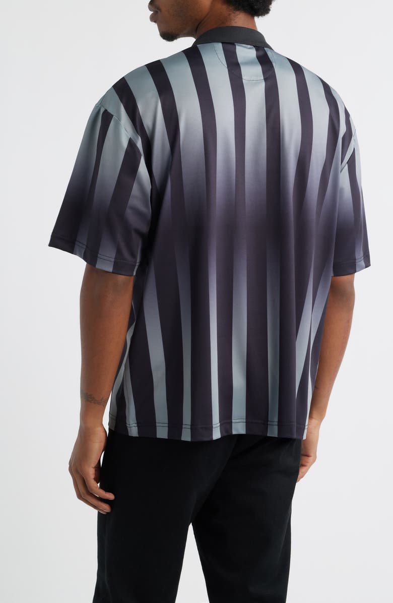 SANTO STUDIO Team Stripe Short Sleeve Button-Up Shirt, Alternate, color, Black