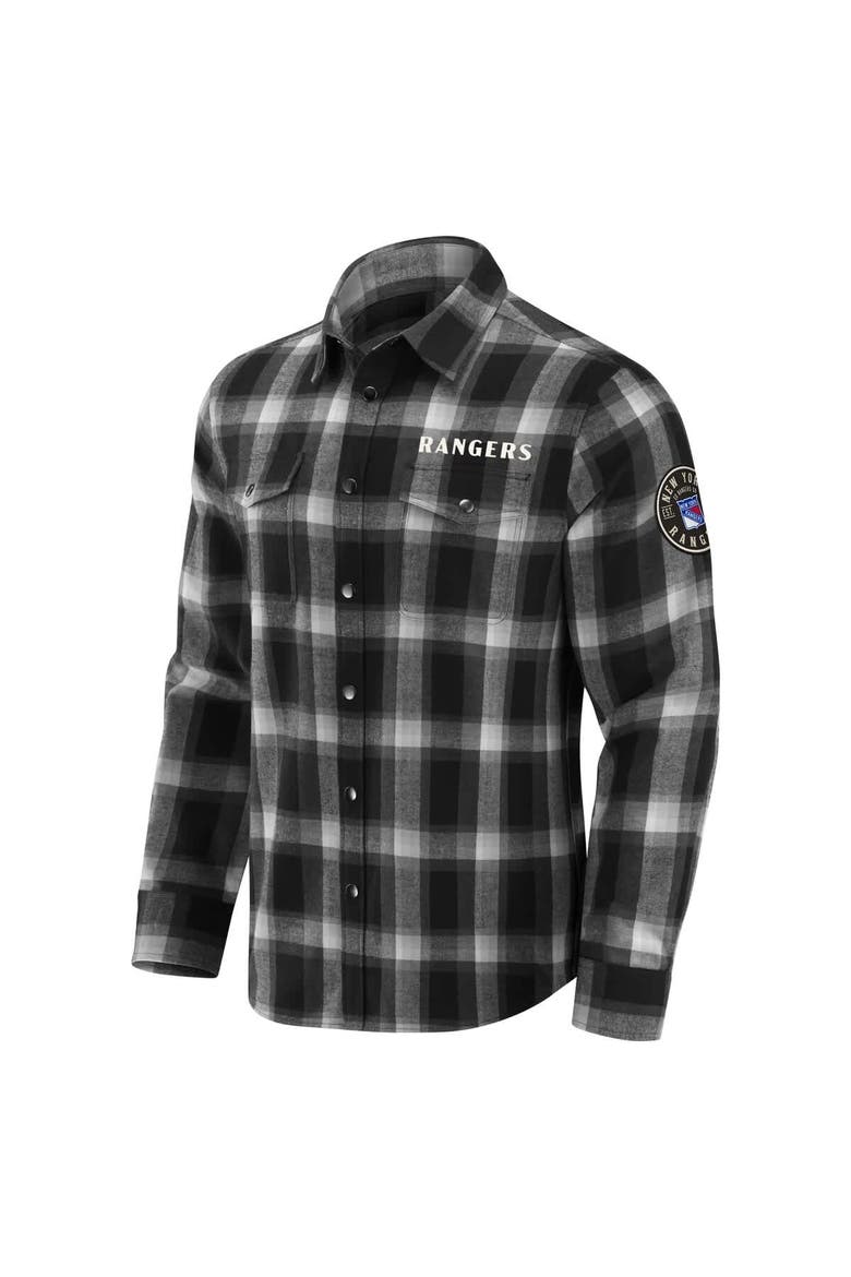 Men's Darius Rucker Collection by Fanatics Black New York Rangers Flannel Plaid Full-Snap Shirt, Alternate, color, Black