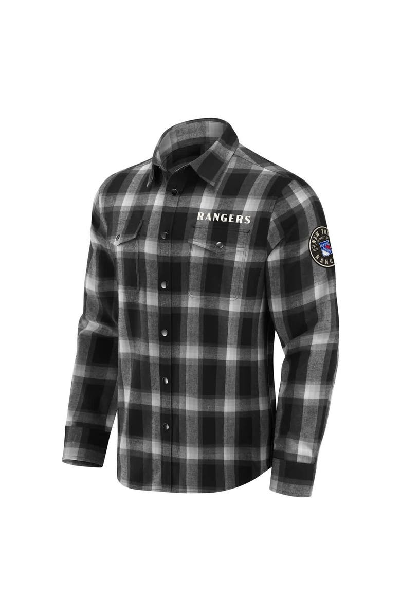 Darius Rucker Collection by Fanatics Men's Darius Rucker Collection by Fanatics Black New York Rangers Flannel Plaid Full-Snap Shirt, Alternate, color, Black