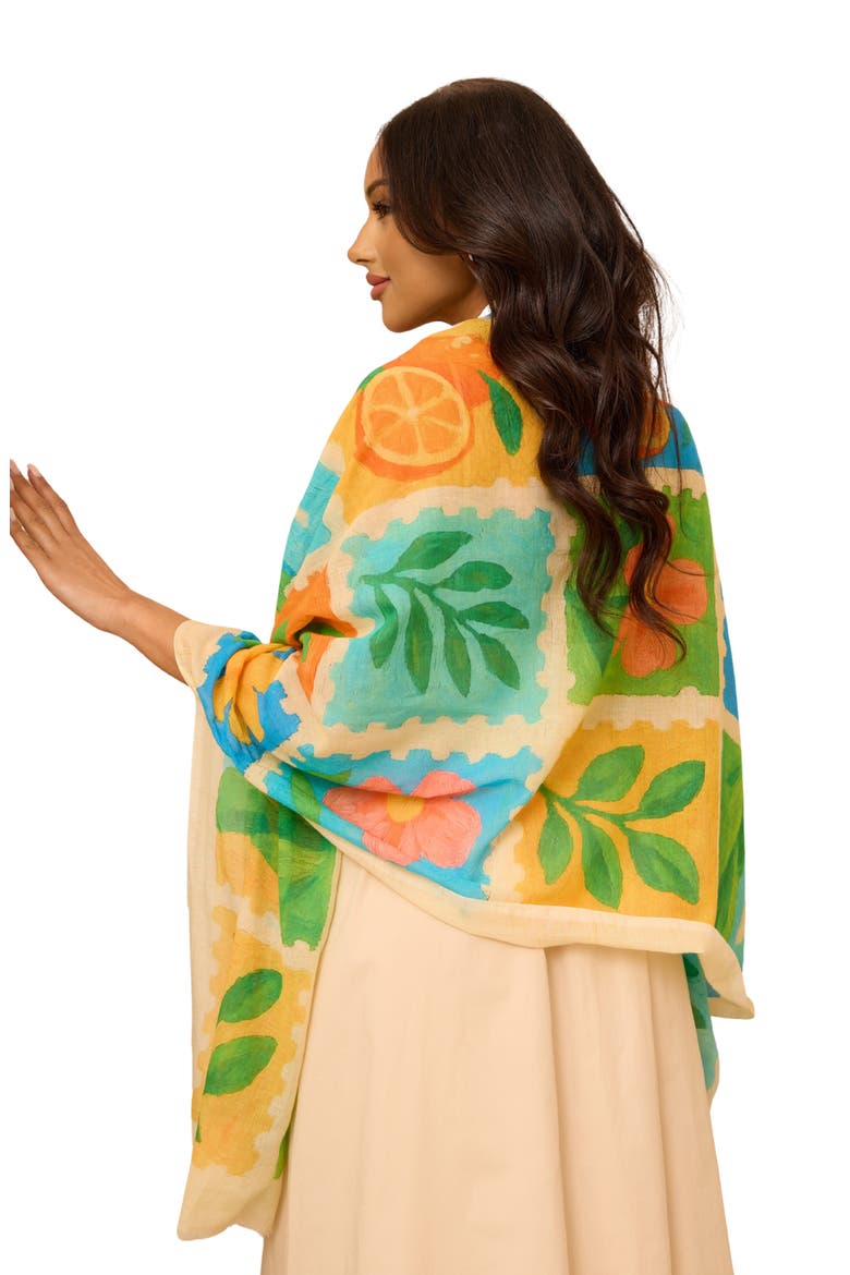 Spring Print Scarf, Alternate, color, TURQUOISE MULTI