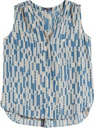 NYDJ Print Pleat Back Sleeveless Split Neck Blouse (Nordstrom Exclusive)