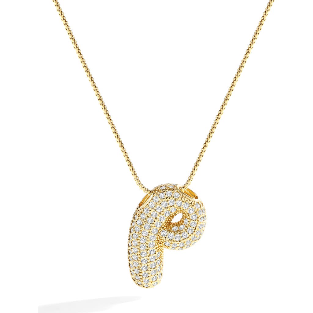 Mint & Lily Pave Bubble Initial Necklace In Gold