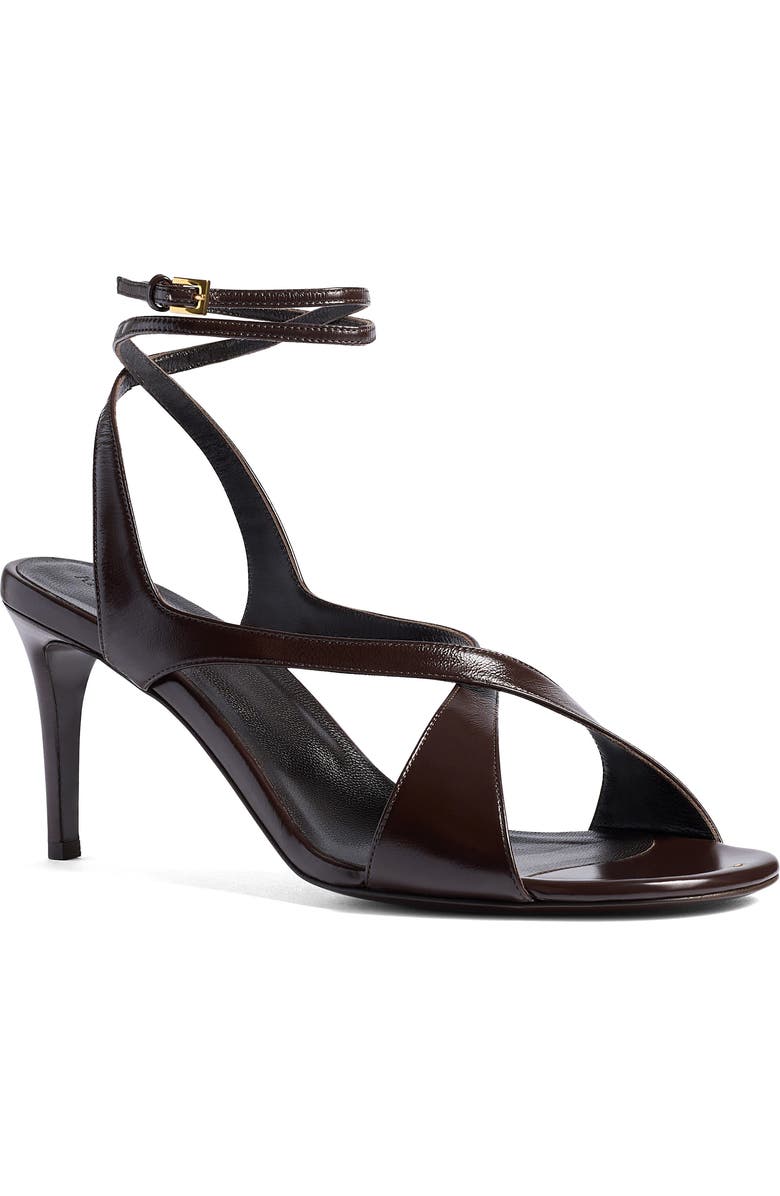 Khaite Liria Ankle Strap Sandal, Main, color, 950 Dark Brown