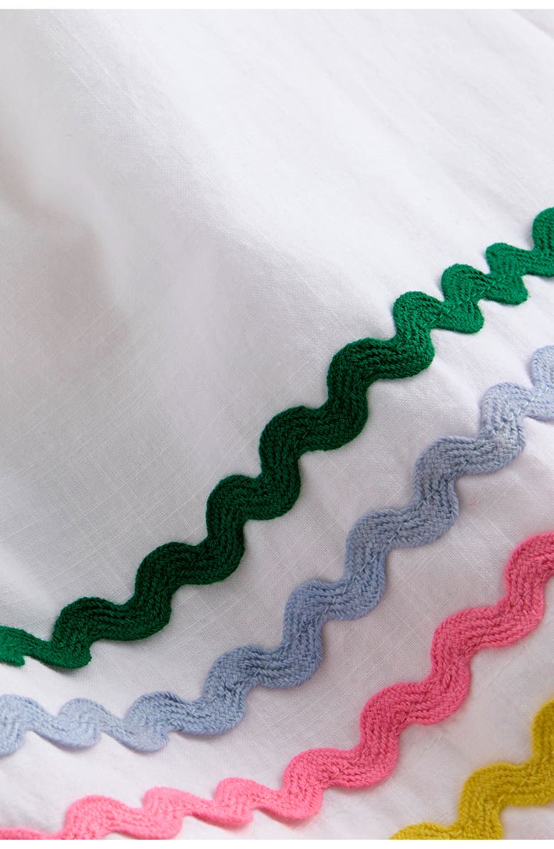 Mini Boden Kids' Flutter Sleeve RickRack Trim Cotton Dress, Alternate, color, Soft Ivory