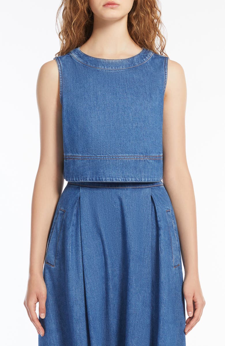 Weekend Max Mara Magia Crop Denim Top, Main, color, 