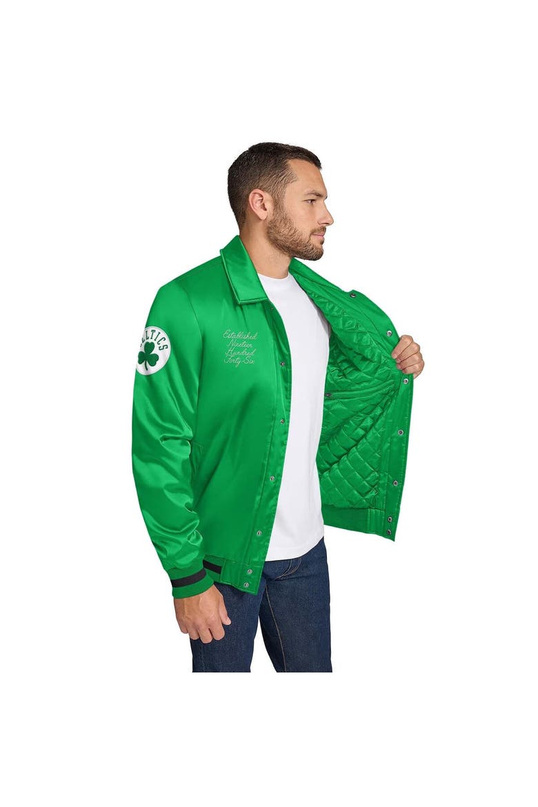 Men's Tommy Jeans Kelly Green Boston Celtics Jacob Chain Stitch Applique Full-Snap Varsity Jacket, Alternate, color, Kelly Green