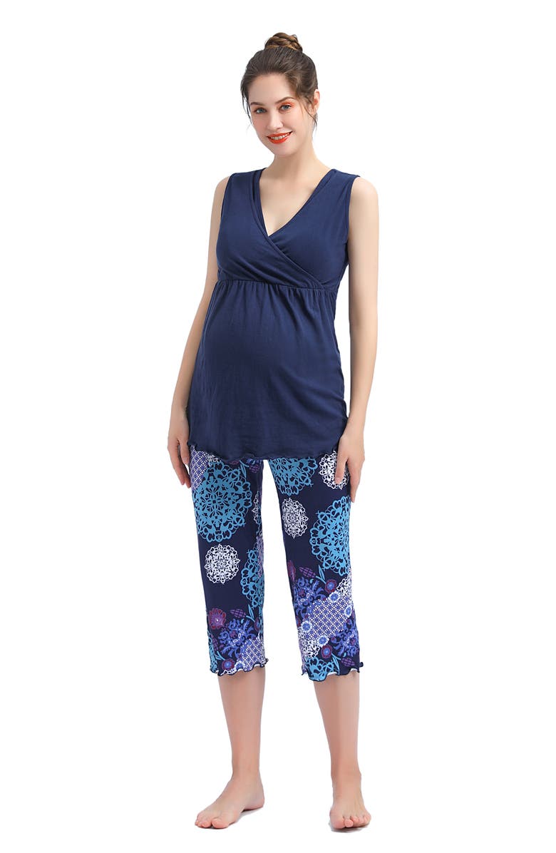 Kimi and Kai Natalie 3-Piece Maternity/Nursing Pajama Set, Alternate, color, Multicolored