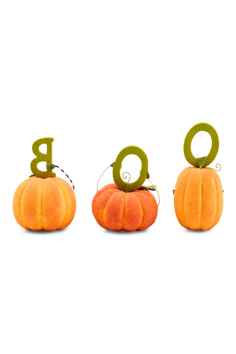 Patience Brewster Boo Pumpkin Ornaments, Alternate, color, ORANGE