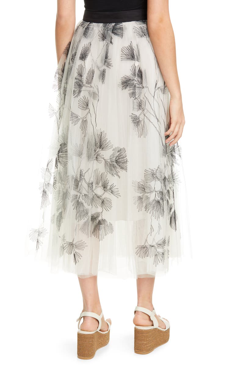 Brunello Cucinelli Embroidered Tulle Midi Skirt, Alternate, color, 