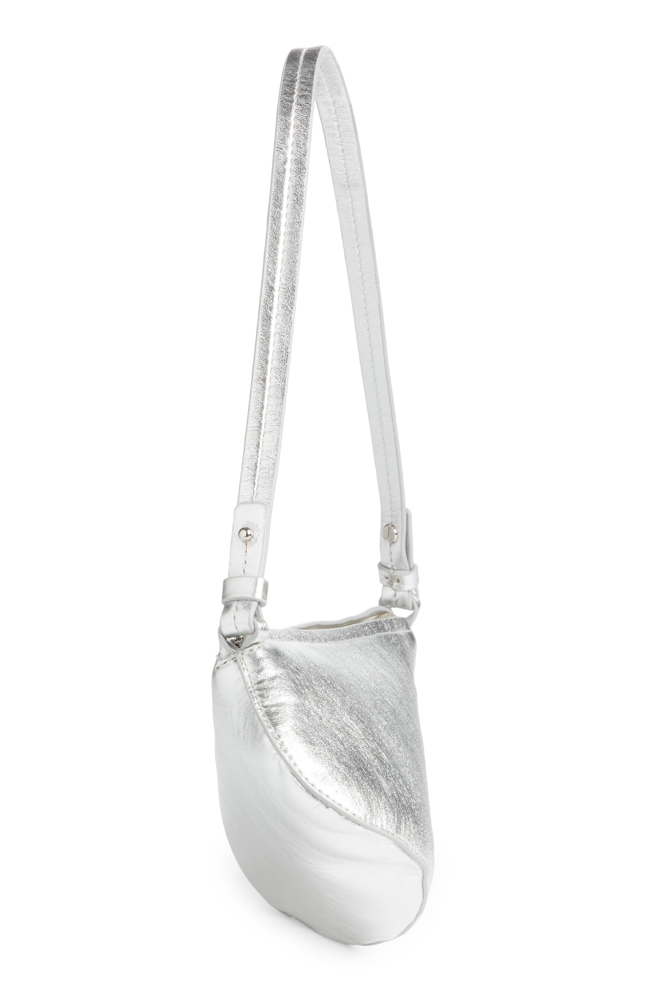 Leather Clutch, Alternate, color, SILVER
