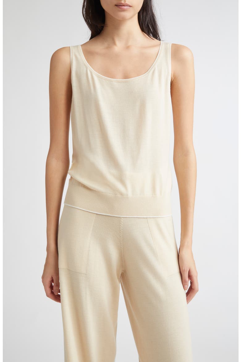 Tipped Merino Wool Sweater Tank, Main, color, IVORY