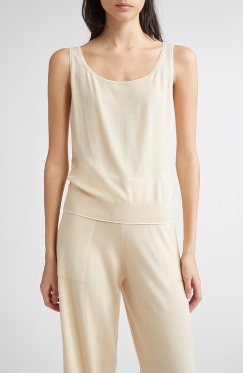 Eleventy Tipped Merino Wool Sweater Tank In White