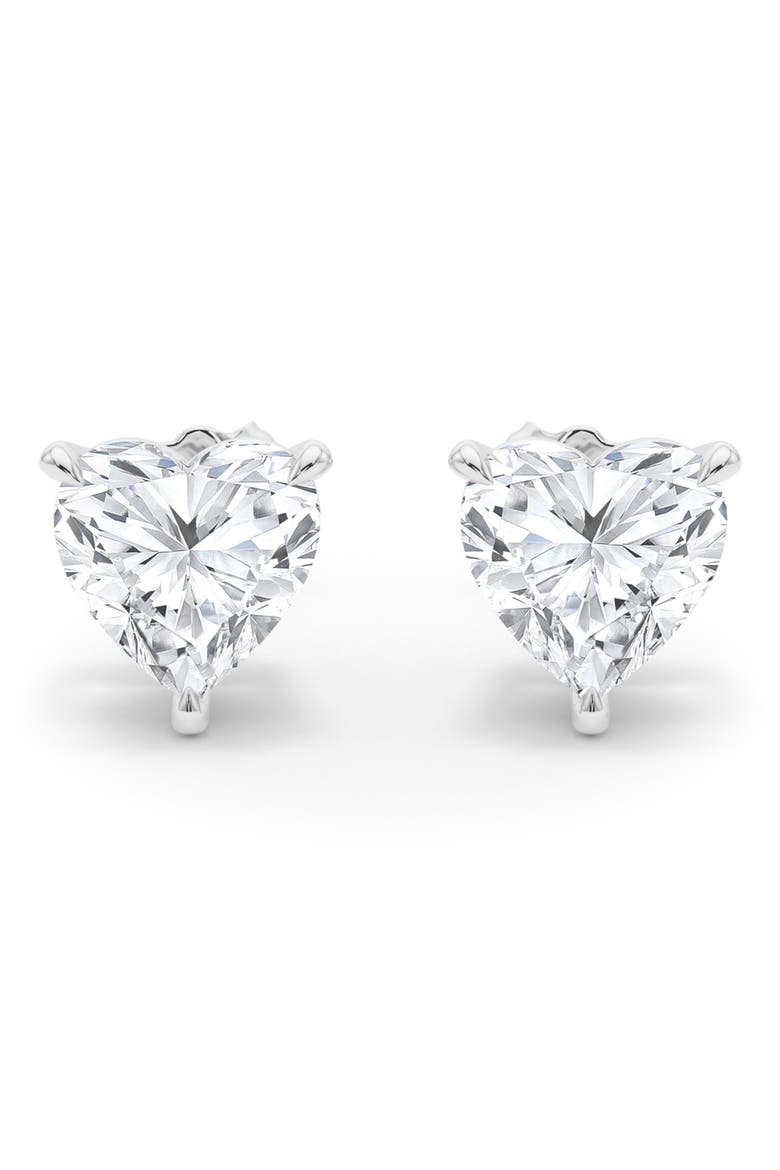Lab Grown Diamond Heart Stud Earrings, Main, color, 18K WHITE GOLD