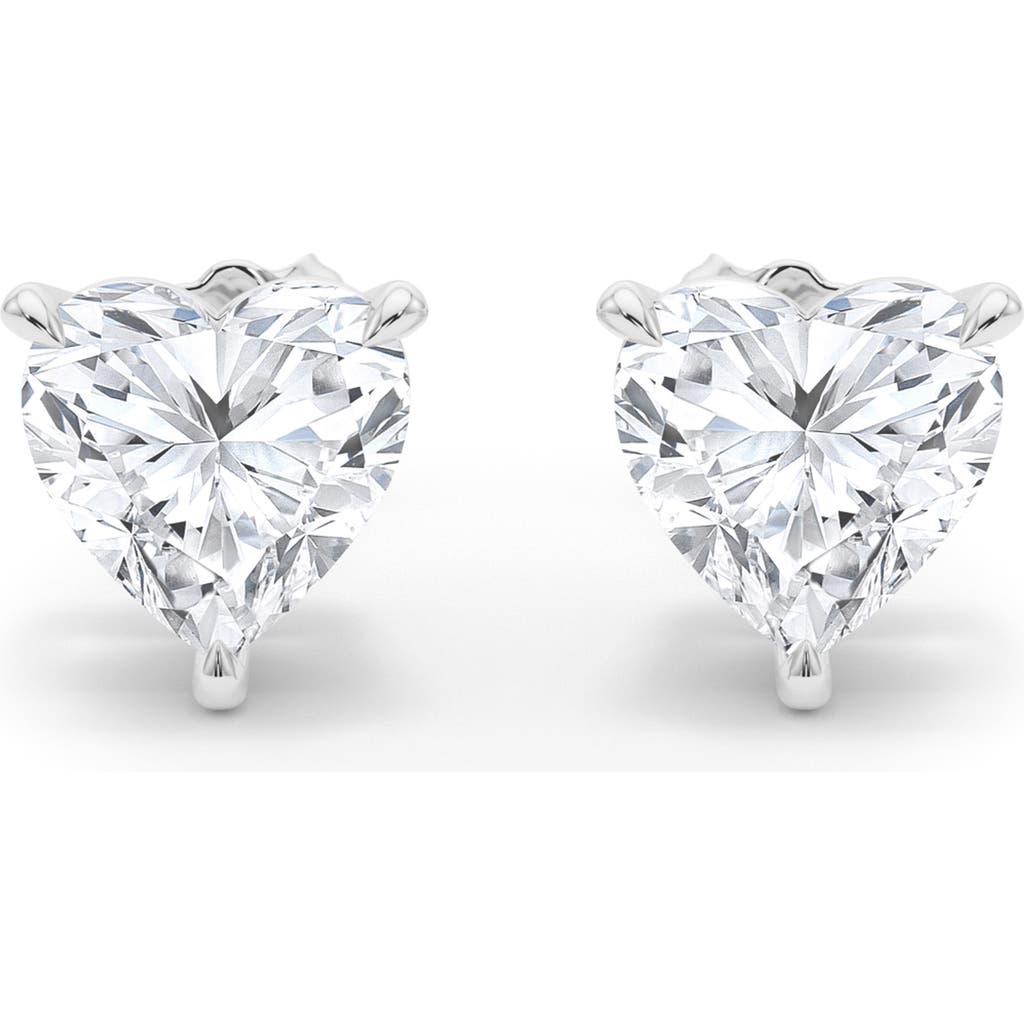 Hautecarat Lab Created Diamond Heart Stud Earrings In 18k White Gold