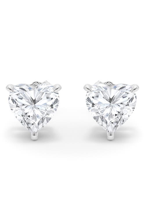 Hautecarat Lab Created Diamond Heart Stud Earrings In 18k White Gold