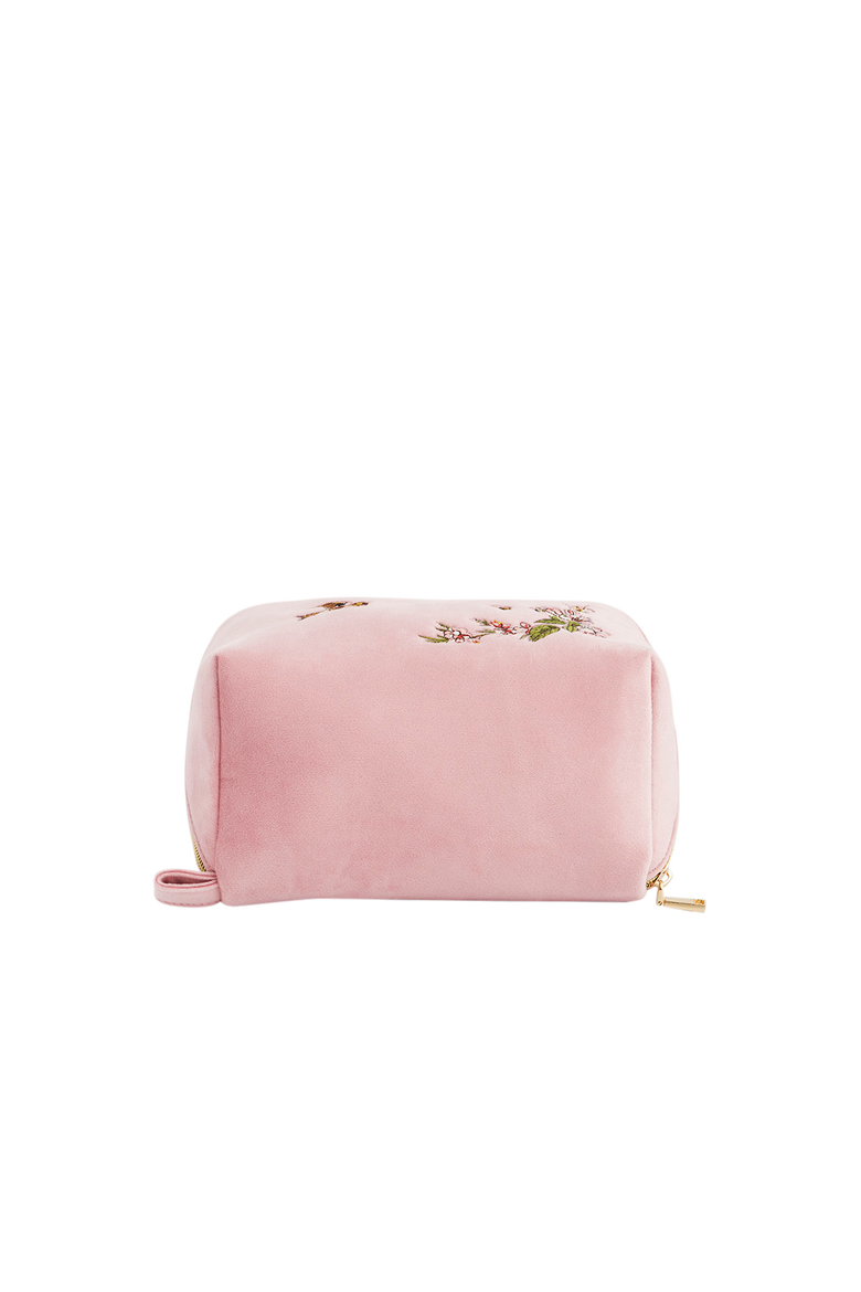 Love Velvet Embroidered Cosmetic Pouch, Alternate, color, Light/Pastel Pink