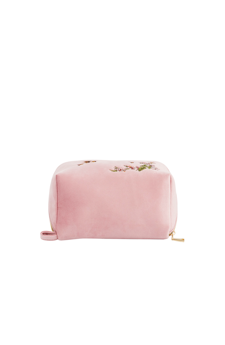 Fable England Love Velvet Embroidered Cosmetic Pouch, Alternate, color, Light/Pastel Pink