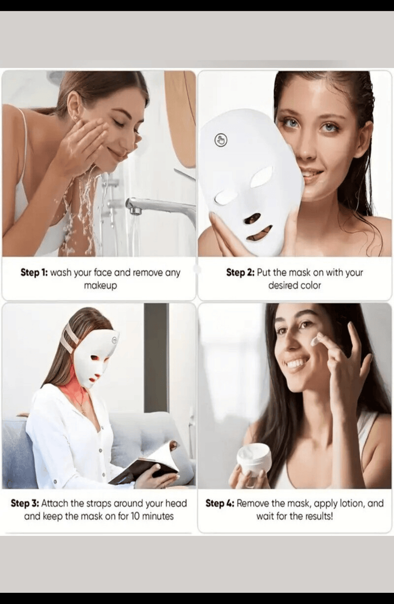 Lovery 7-Color LED Light Therapy Facial Mask for Radiant Skin, Alternate, color, White