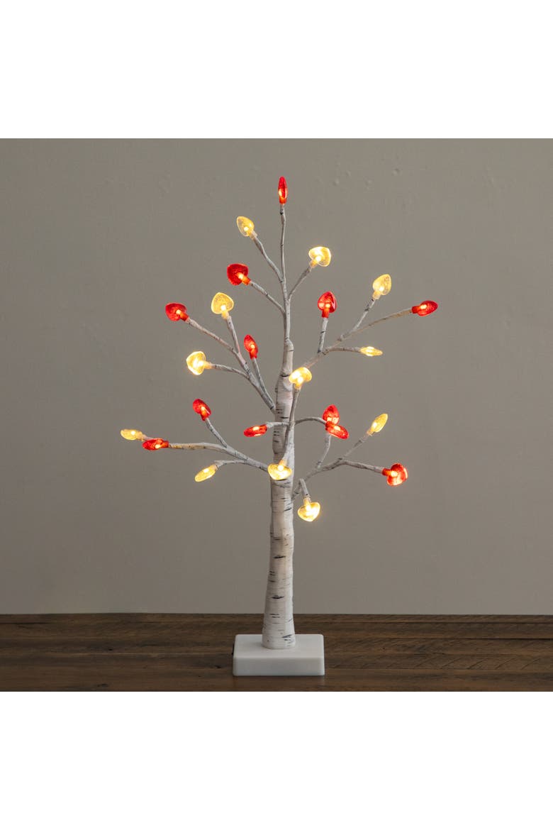 2-ft Pre-Lit Artificial Valentine's Day Twig Tree with 24  Red & White Heart Shaped LED Lights, Alternate, color, White