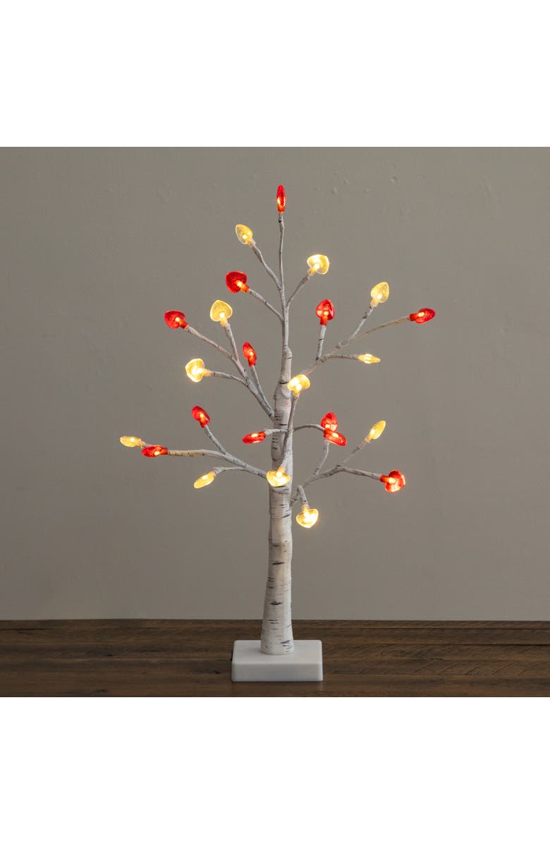 NEARLY NATURAL 2-ft Pre-Lit Artificial Valentine's Day Twig Tree with 24  Red & White Heart Shaped LED Lights, Alternate, color, White
