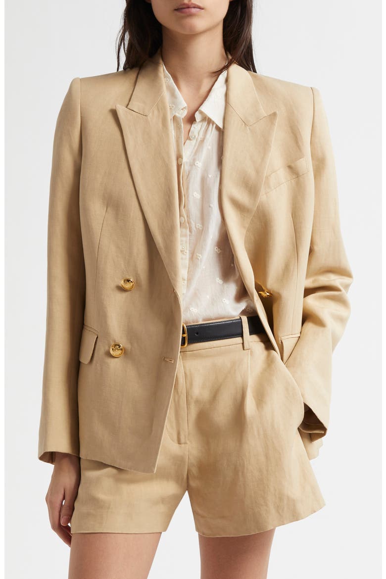Veda Linen & Silk Jacket, Main, color, KHAKI
