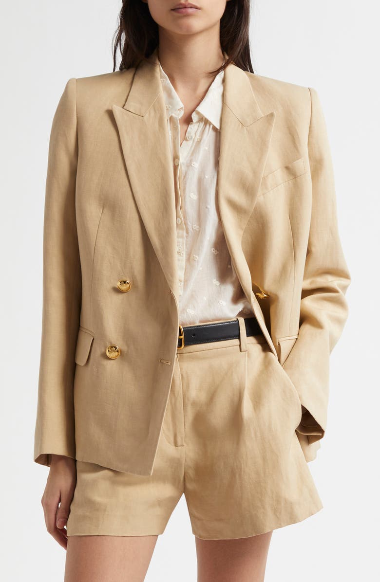 Nili Lotan Veda Linen & Silk Jacket, Main, color, Khaki