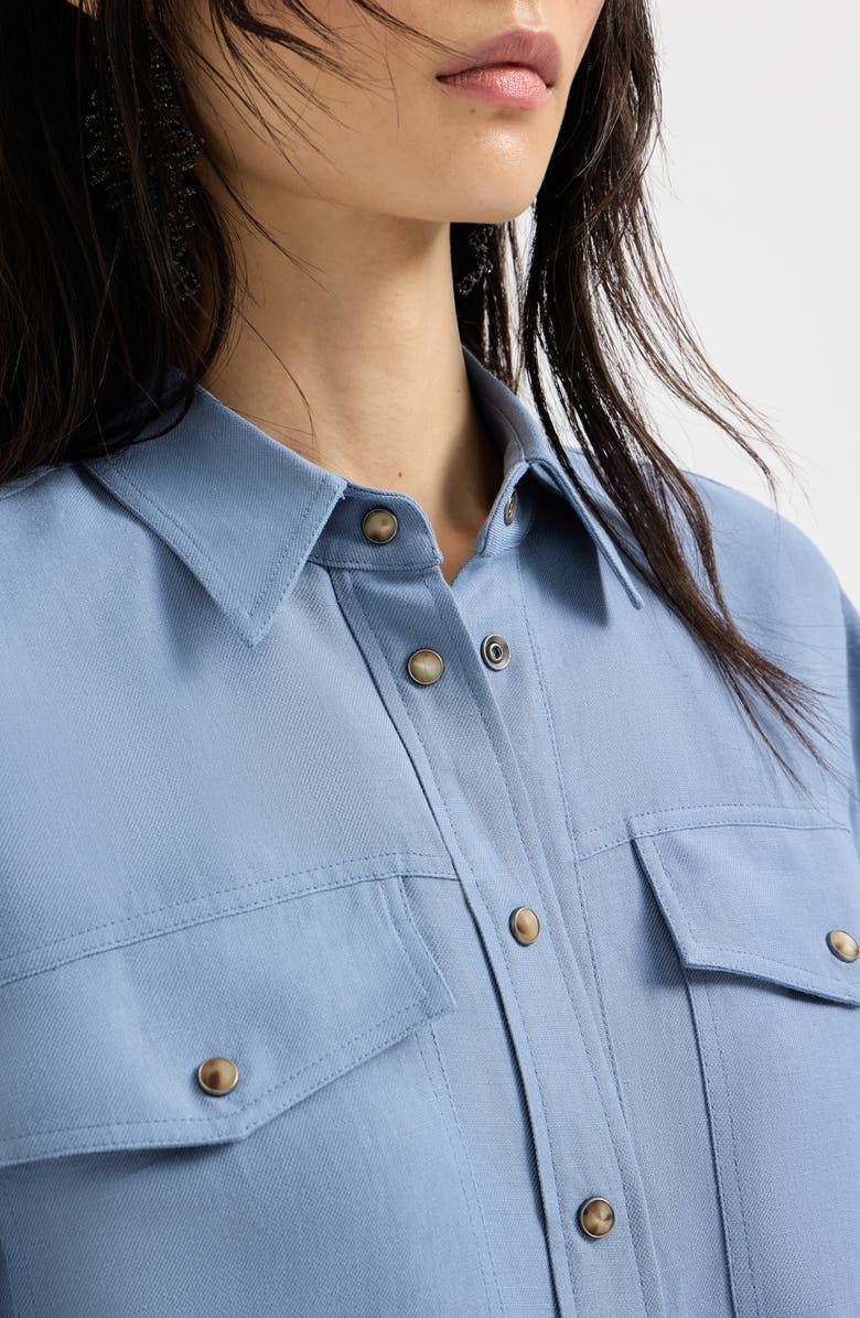 Brunello Cucinelli Fluid twill shirt, Alternate, color, Azure