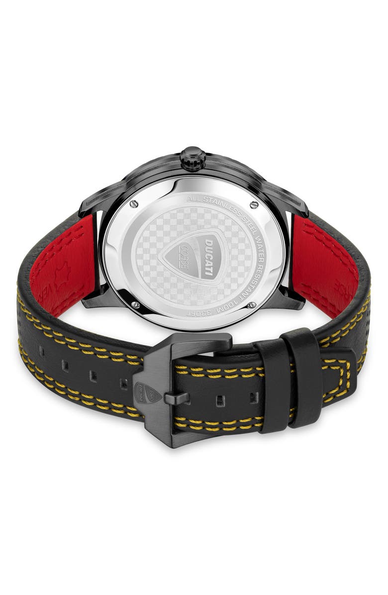 Ducati Corse Podio Leather Strap Watch, 44mm, Alternate, color,