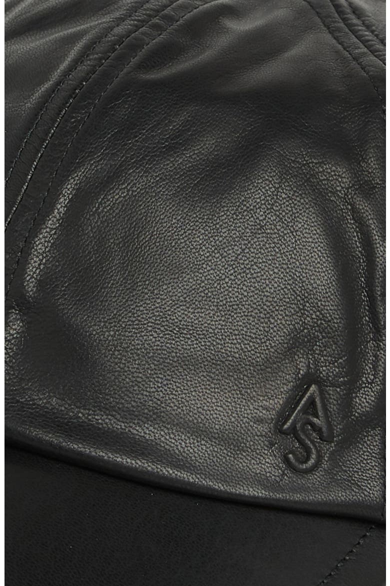 Glazed Leather Baseball Cap, Alternate, color, BLACK
