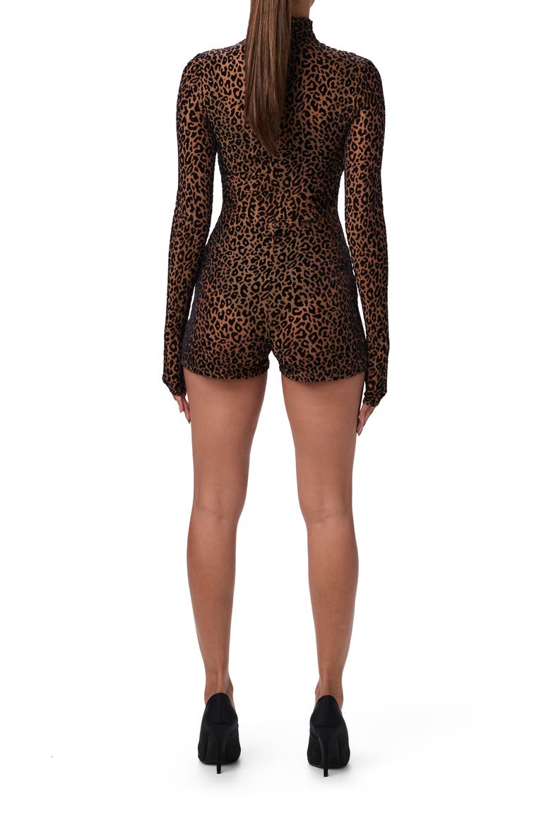 Burnout Mock Neck Long Sleeve Romper, Alternate, color, LEOPARD NUDE